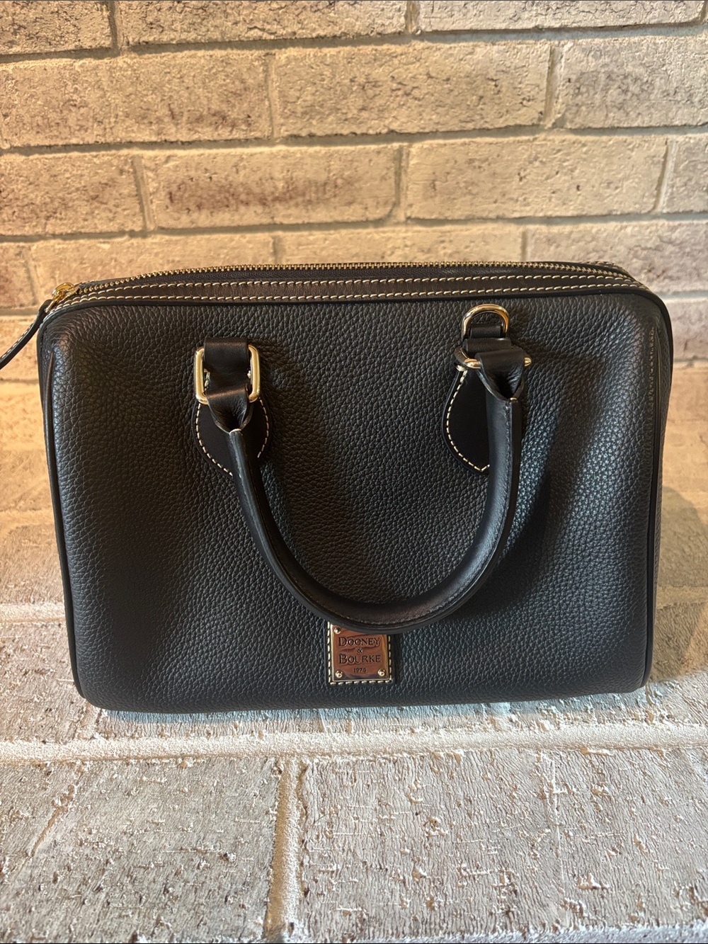 Dooney & Bourke Black Pebble Leather Bag with Gold Hardware